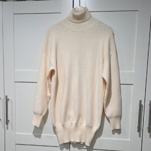 New Cream Long Sleeve Turtleneck Dress